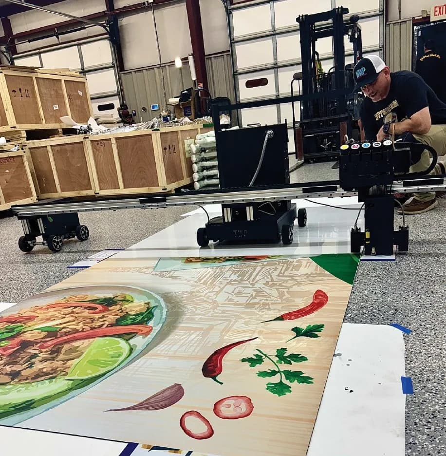 Food mural printed directly onto a floor by the FUV