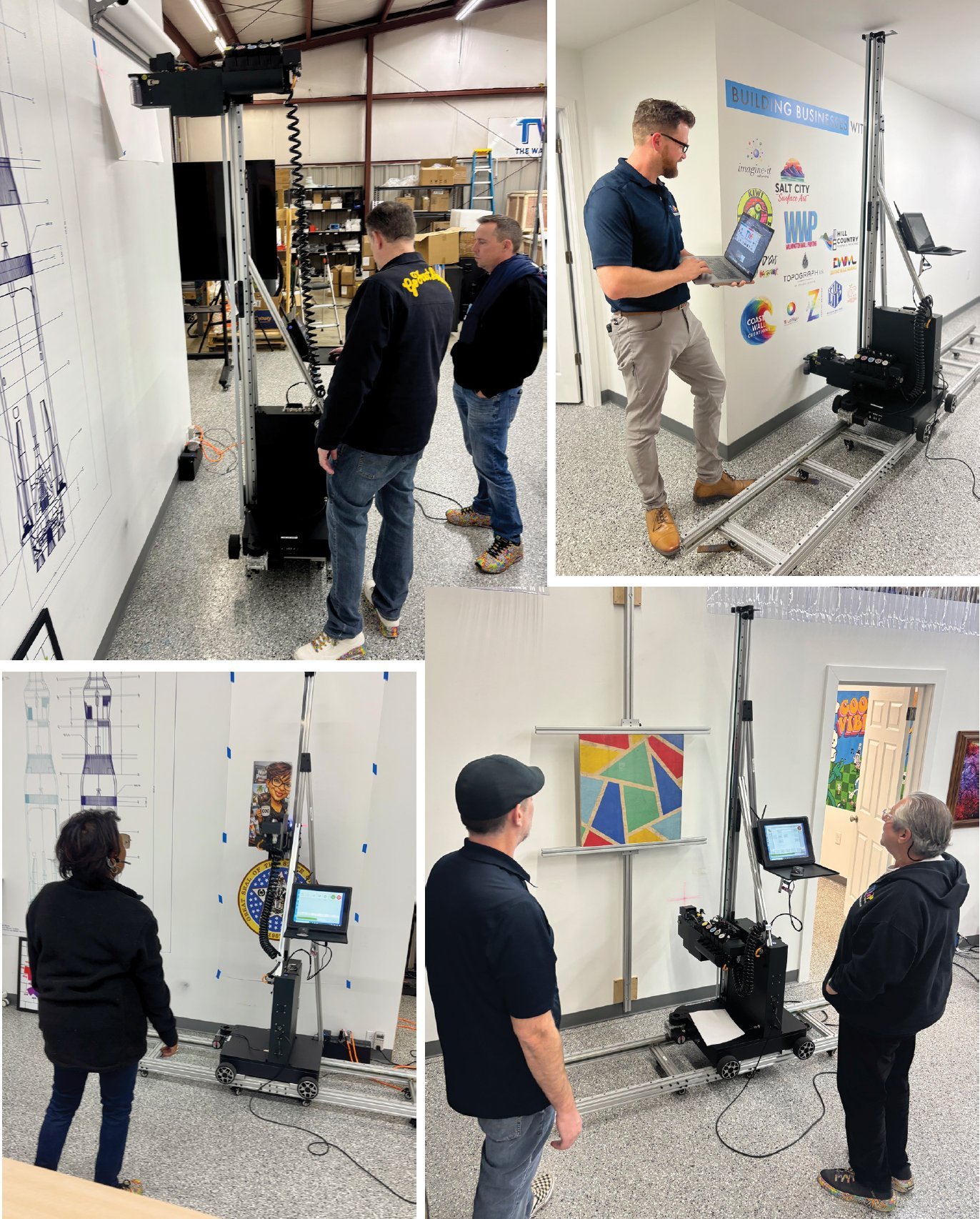 Owners in hands-on training on their own WP-UV-PRO machines at The Wall Printer headquarters in Wilmington, NC